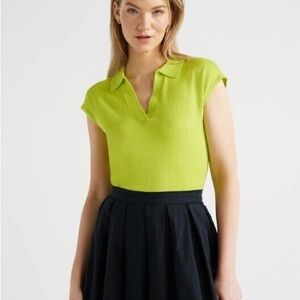 NWOT SCOOP Lime Green Cap Sleeve Top XL